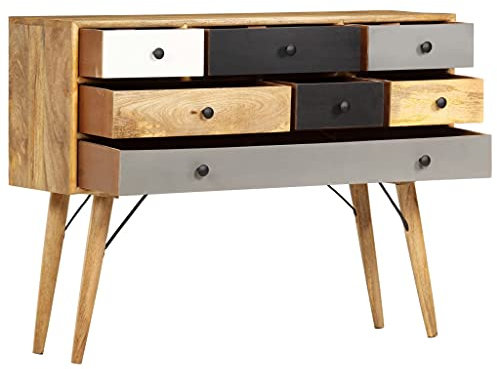 ULUYYUC Vitrinenschrank Wohnzimmer Arbeitsplatte Küche Barschrank Kitchen Cabinet - Sideboard 110 x 30 x 82 cm Massivholz Mango für Speisesaal Wohnstube Schlafzimmer Küche
