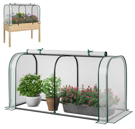 RELAX4LIFE Gewächshaus klein, Foliengewächshaus 118 x 55 x 60 cm, Tomatengewächshaus mit 2 Aufrollbare Tür, Treibhaus mit PE-Abdeckung für Tomaten, Pflanzenhaus Winterfest für Garten, Balkon (Weiß)