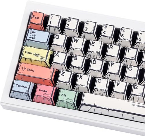 Sunzit PBT Keycaps,150 Keys Manga-Stil Thema Custom Cherry Profile Keycaps Dye Sub Cool Keycap Set for MX Switches ISO/ANSI UK Layout Mechanical Keyboard