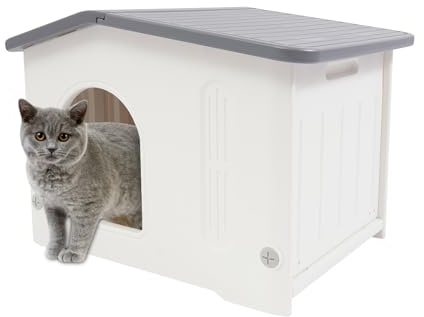 Indoor/Outdoor Katzenhäuser Haustierhütte Wasserdicht & UV-beständig Katzenhütten für kleine Haustiere Katze Tragfähigkeit 7.5kg Katzenhaus für Heimgebrauch, Freien, Tierhandlungen 58x45x42cm
