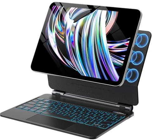 aMZCaSE Magnetische Tastatur Hülle für iPad Air 5/4,Air 11 Zoll M3/M2 (2025/2024),Magic Keyboard mit Trackpad für iPad Pro 11 Zoll 4/3/2/1,QWERTZ,7-Farbige Hintergrundbeleuchtung | für iPad Air 5/4 10.92022/2020 7-Farbige Hintergrundbeleuchtung Magic Keyboard mit Trackpad iPad Pro 11 Zoll 4/3/2/1,QWERTZ