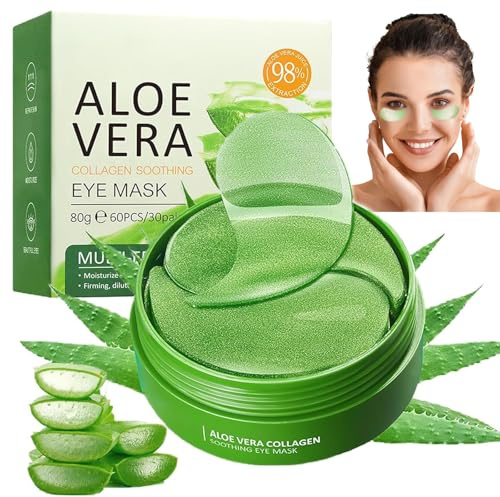 60 Pièces Patch Yeux Anti Cernes, Masque pour les Yeux Aloe Vera Éclaircir Les Cernes, Nourrit et lisse le contour, contre Poches Rides Cercles foncés Puffiness pour Hommes et Femmes