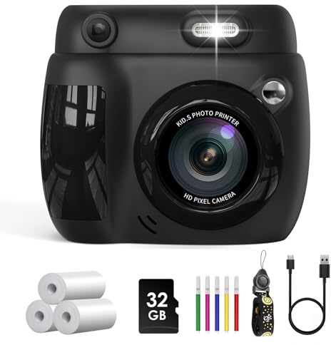 Sofortbildkamera Kinder, Gofunly 2,4 Zoll Bildschirm Kinderkamera Sofortbildkamera mit 32GB Karte & Druckpapier, Kamera Kinder Sofortdruck 1080P HD, Camera mit Fotos Drucken Geschenk für 3-12 Jahre