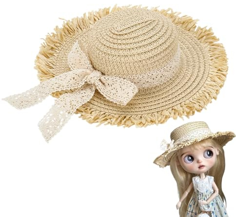 FINGERINSPIRE Mini sombreros de paja para manualidades 87,5 mm de diámetro beige pequeños sombreros de paja con lazo blanco pequeñas decoraciones de vaquero accesorios de punto gorra tejida para