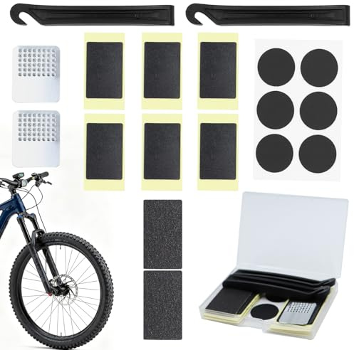 Aihoom Puncture Repair Kit, Self-Adhesive Inner Tube Repair Kit w/12 Glueless Puncture Repair Patches, Reinforced Tire Levers for Mountain Bike/Road Bike