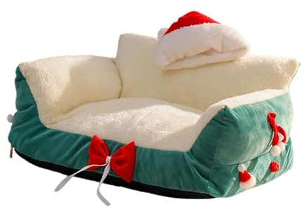 Kuntesetty Katzensofa Haustiercouch Hundebett Katzenstuhl mit Abnehmbarem Waschbarem Bezug Und Komfortabler Liegefläche für Katzen Kleine Hunde Wohnzimmer Winter, Green S