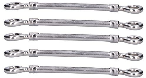 Xiuganpo Tenditore a Occhiello e Occhiello con Effetto Elastico Regolabile Hardware per Vela Parasole in Acciaio Inossidabile 304 - Buon Effetto di Fissaggio per Funi Metalliche, Set di 5 (M6)