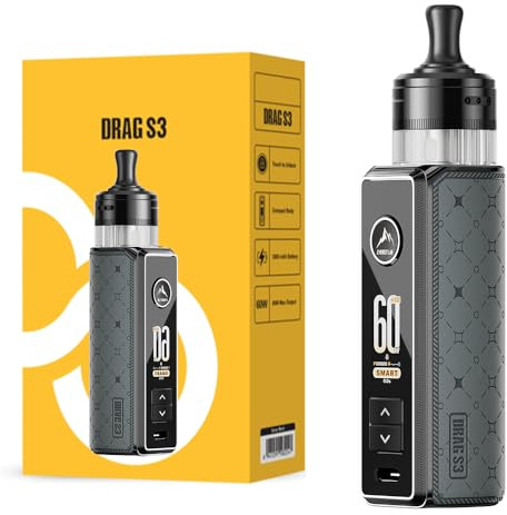 DRAG S3, For VOOPOO Drag S 3 Pod Kit 60W 3000mAh Battery + 5ml PNP-X Cartridge MTL (PNP X 0.6Ω + PNP X 0.8Ω Coil) Vaporizer - No nicotine