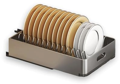 Cassetto da cucina espandibile Scaffale scorrevole per piatti portaoggetti telescopico per armadi Porta piatti salvaspazio Soluzione efficiente per cassetti da cucina