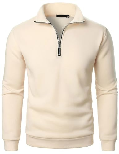 Generisk tröja herr sweatshirt med halv dragkedja utan huva oversize fleece sport arbetströja tröja vintertröja ledig enfärgad tröja med ståkrage herrtröja