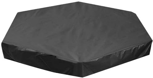 BeVistoso Sandlådeskydd, vattentätt, sandlådeskydd, hexagon vattentät för utomhus barn lek sandlåda med vindtäta krokar, 190T silverbelagt tyg, 140 x 103 cm (svart)