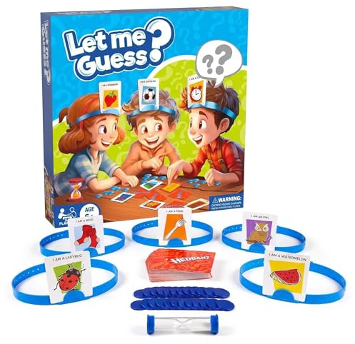 Falafoty What Am I Game, Let Me Guess! Family Fun Quiz Game with New Cards, Headbands, Picture Guessing Who Card Game Family Board Game for After Dinner Party Travel Pocket Game for Kids Adult (Blue)