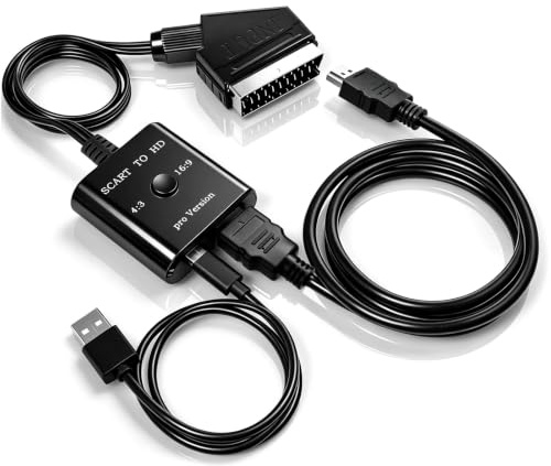 Convertisseur Péritel HDMI, Adaptateur Péritel vers HDMI avec Câble 1080p | Scart ver s Hdmi Convertisseur pour Full HD TV 720P/1080P, Audio Vidéo pour Lecteur Sky Blu-Ray STB Xbox PS3