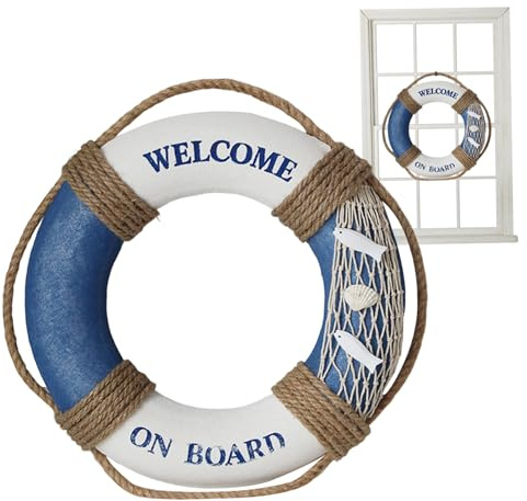 Rettungsring-Dekoration, 30, 5 cm, rund, Retro-Rettungsring, Bojen-Dekor, zum Aufhängen, für Pool, Wand, Tür, Wanddekoration für Zuhause, Bar, Café, Party-Dekoration, Pool