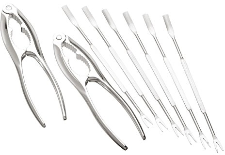 Kitchen Craft Pinza per crostacei e forchette per frutti di mare, in acciaio INOX, set regalo