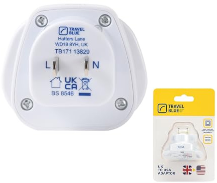 Travel Blue® UK to US Plug Adaptor | UK 3-Pin to US 2-Pin Plug Travel Adaptor Converter | Works in USA, Canada, Japan, China, Thailand & More | Compact & Lightweight - Pack of 1
