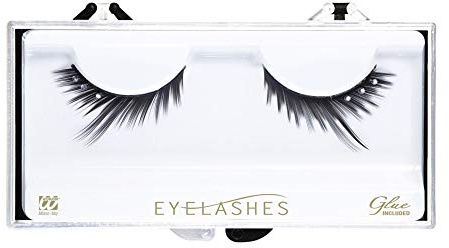 W WIDMANN MILANO Party Fashion - Künstliche Wimpern mit Strass | Schwarze Spitzenwimpern mit Klebstoff für Karneval und Mottoparty