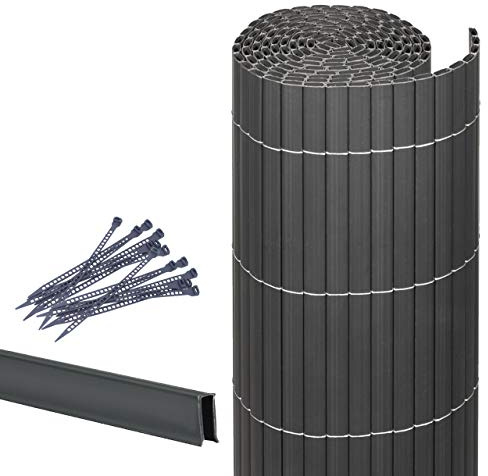 Videx-Sichtschutzmatte Rügen, anthrazit, 25 Schlaufen, 2m U-Profil, 90 x 200cm