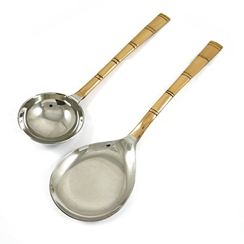 Indianbeautifulart Special Traditional Indian Stainless Steel Copper Plated Serving Spoon Set Tableware Dinnerware Kitchen Accessory