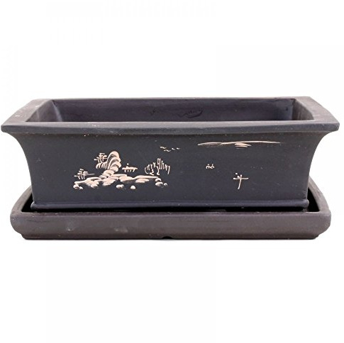 Bonsai - Schale + Untersetzer mit Motiv, 30 x 22,5 x 10 cm eckig 31089