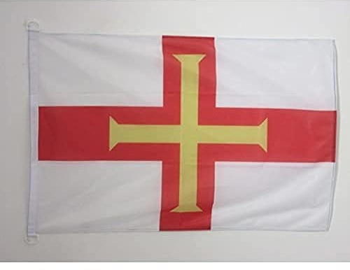 AZ FLAG Pavillon Guernesey 90x60 cm Maille Bloquée Anneaux Plastique | Usage extérieur et nautique Pavillon nautique anglais Guernsey avec anneaux en plastique polyester maille
