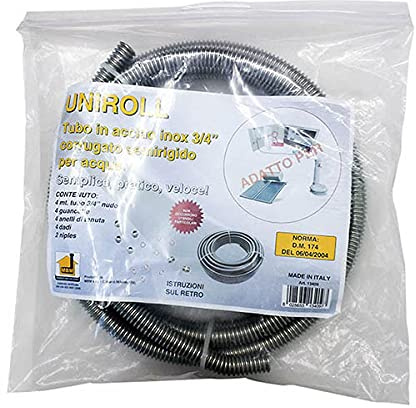 Tubo flessibile per acqua KIT 4 mt. 1/2 acciaio inox 4 raccordi