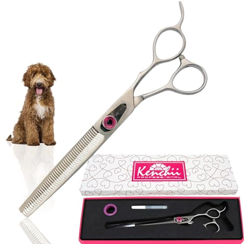 Kenchii Love Dog Grooming Scissors, 46 Tooth Thinning Shears, Dog Scissors for Grooming, Professional Pet Grooming Scissors, Heavy Duty, Durable and Sharp