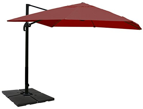 Mendler Ombrellone parasole decentrato HWC-A96 3x4m alluminio bordeaux con base