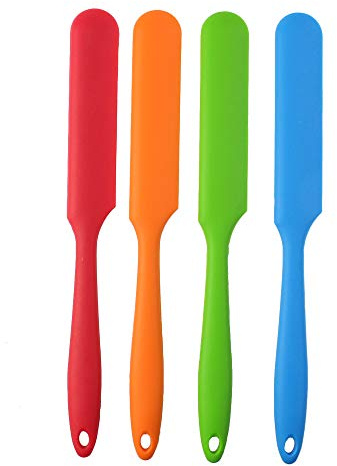 4pcs Silicone Spatula Set Heat Resistant Cake Cream Butter Spatulas Mixing Batter Scraper Non-Stick Flexible Baking Cooking Tool 4 Colors (multicolor)