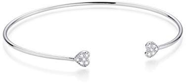 YoungDiamondFashion YDF Herz Armspange Armreif Armschmuck Flexibel 925 Sterlingsilber Rhodiniert Funkelnde Zirkonia
