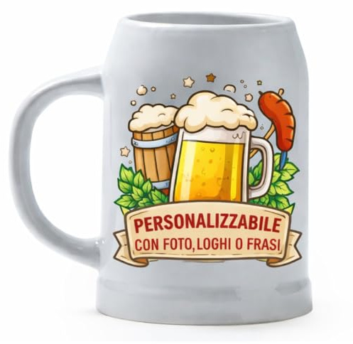 BrolloGroup Boccale Birra In Ceramica 500 ml | Boccali Personalizzati | Personalizzabile Con Foto e Dediche PS 13517