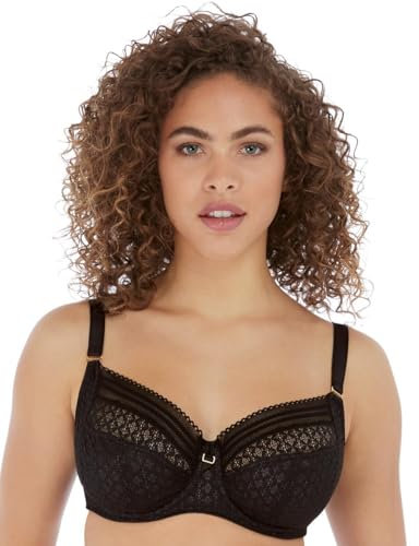 Freya Women's Viva Underwire Side Support Bra Full Coverage, Lace Noir, 36GG US