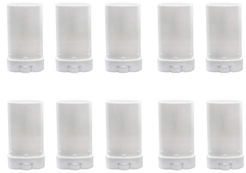 Upstore 10 contenitori per deodoranti da 15 ml ovali flaconi con coperchio vuoti e ricaricabili in plastica per cosmetici burrocacao e pastelli contenitore contenitore (bianca)