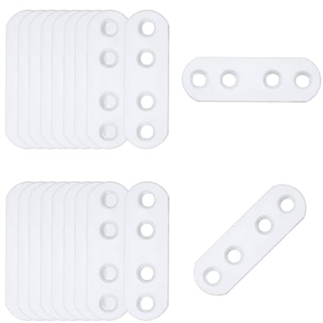T Tulead White Straight Brackets Iron Flat Bracket Mending Plate Furniture Brace 2.16x0.7 Repair Fixing Joint Pack of 20 with Mounting Screws
