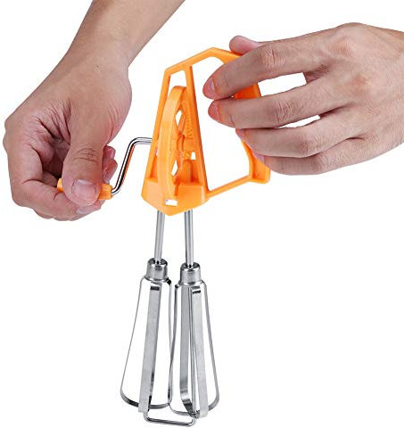 Batidor de huevos, acero inoxidable clásico estilo de manivela batidora batidora herramienta de cocina suministros de cocina(naranja)