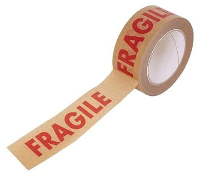 Sabco - 48mm X 50m Paper Kraft Fragile Tape. Eco Friendly - Bio Degradable Recyclable Tape Rolls. Ideal As Moving Packaging Tape Brown (1)