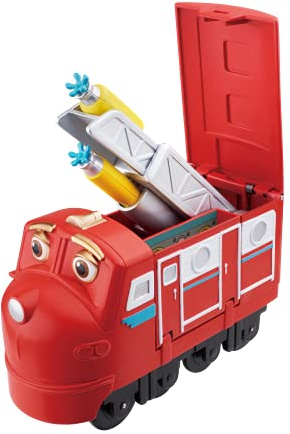 Chuggington Pop Wilson | Treno di trasformazione a sorpresa per bambini di 3 anni, ruote a rotolamento libero, scala 12,7 cm, rosso