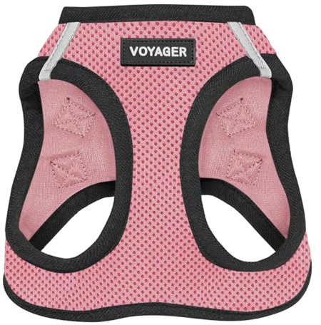 Voyager Step-In Air Dog Harness by Best Pet Supplies - All Weather Mesh Step in Vest Harness for Small and Medium Dogs, Pink/Black Trim, size S - Chest: 14.5 - 16