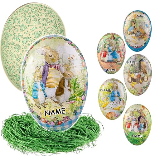 alles-meine.de GmbH 10 Stück Ostereier/Eier zum befüllen + Ostergras Verschiedene Größen & Anzahl frei wählbar 12 bis 36 cm - Hasen - Beatrix Potter/Peter Hase - inkl
