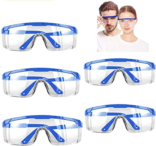 Safety Glasses,MOZEEDA Clear Safety Goggles Eye Protection Adjustable Temples, Anti-fog Lightweight Protective Glasses Eyewear Wide-Vision for Lab