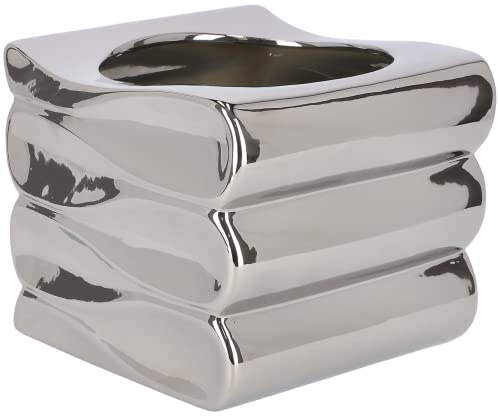 KOTARBAU® Blomkruka blomvas av keramik havsvågor glaserad 15 cm silver
