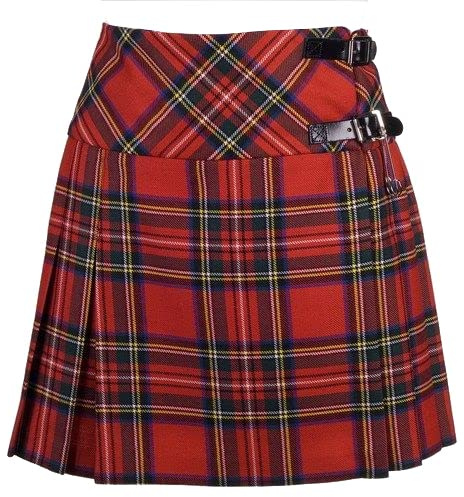 The Scotland Kilt Company Ladies Tartan Scottish Mini Billie Kilt Mod Skirt - Royal Stewart - Adjustable Buckle High Rise Flattering Fit Skirt - 22 UK