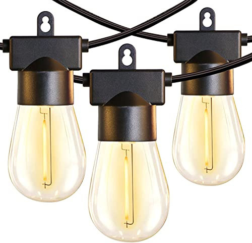 Mumaniu 50FT/15m S14 Outdoor String Lights Mains Powered, Festoon Lights with 15+2Pcs(Spare) Shatterproof Bulbs, Waterproof Garden Lights for Garden Patio Outside Terrace Backyard Gazebo