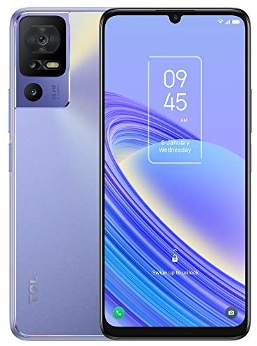 TCL 40SE Smartphone 128 GB 4GB de RAM，Teléfono Móvil Android 13, Pantalla de 6.75 HD+, Cámara Triple Trasera de 50 MP con IA,5010 mAh,3 Ranuras para Tarjetas,NFC,Gris(Versión Española) (Morado)