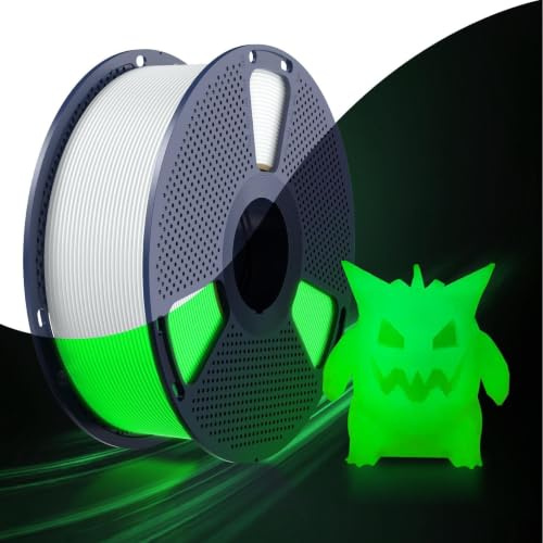 SUNLU PLA Glow in The Dark Filament 1.75 mm 1KG Weiß to Leuchtend Grün | Glow 3D Drucker Filament Leuchtend PLA, Hohe Helligkeit und Langzeit 1KG Spule (2,2 lbs), Maßgenauigkeit +/- 0,02mm