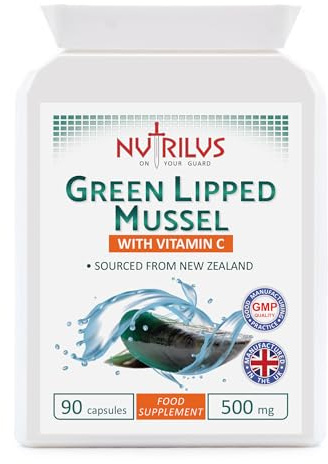 Nutrilus Green Lipped Mussel 90 Capsules 500mg - For Humans & Dogs - High Grade Pure Extract - New Zealand Sourced - Vitamin C - UK Made Supplement - Joint Support