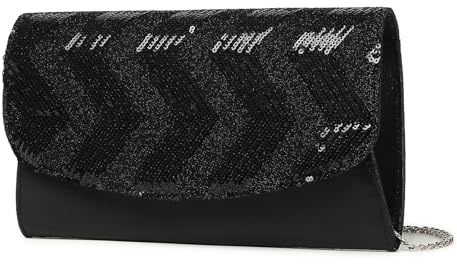 Miss Lulu Mini bolso cruzado para mujer, bolso de mano con cadena, bolso de hombro para fiesta de noche, lentejuelas brillantes