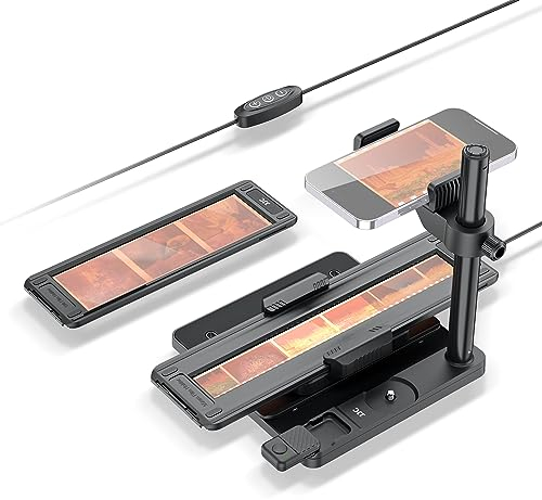 JJC Adaptateur de Numérisation Mobile pour Diapositives Photo, Copie Négative et Visionneuse de Film - Avec Panneau Lumineux et Support 35 mm