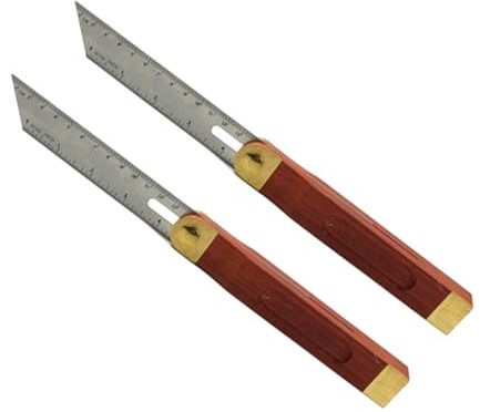 Hemobllo 2stücke Edelstahl Lineal Mit Messingakzenten Und Verstellbarem T-winkel Schiebelineal Mit Holzgriff Für Präzise Winkelmessungen