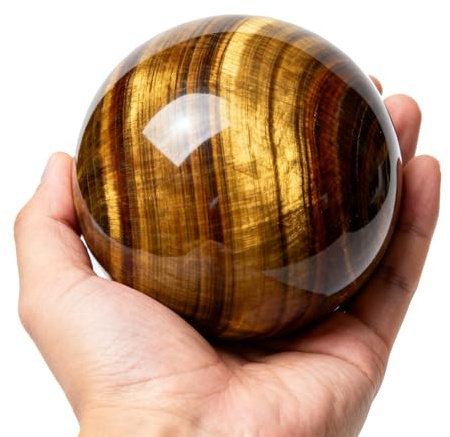 6-7cm/2.36-2.75inch Tiger Eyes Crystal Ball Polished Natural Tiger Eye Stone Sphere Decorative Sphere Healing Crystals Ball Stone Crafts Home Decor Ornament Gifts (Tiger's Eye, 60-70mm)
